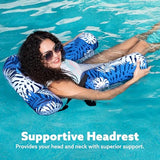 Sloosh Pool Floats Chairs Adult,Inflatable Pool Lounge,Plant Pattern Floating Mat Hammock,Blow up Water Chairs Noodles rafts for Party Summer Water Beach Fun