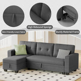 Sleeper Sofa Pull Out Couch with Storage Chaise Lounge Convertible Sectional Sofa L-Shape Modern Fabric Sofa Bed for Living Room, Apartment, Small Spaces, Dark Gray